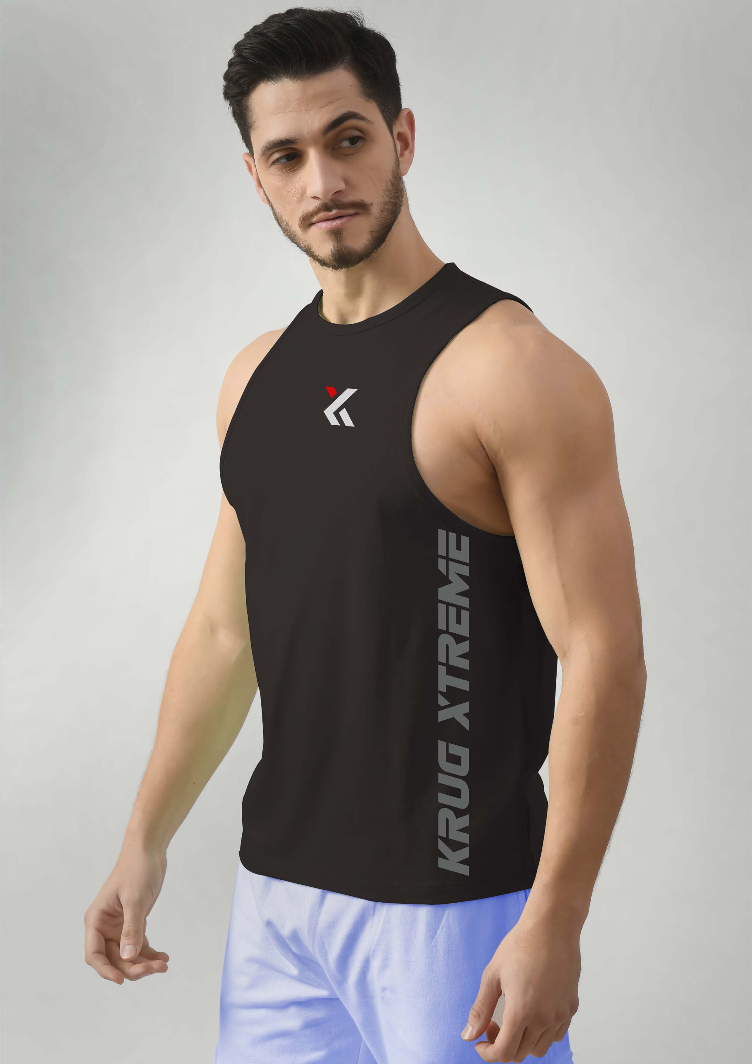 Midnight Black Gym Tank Tops For Mens