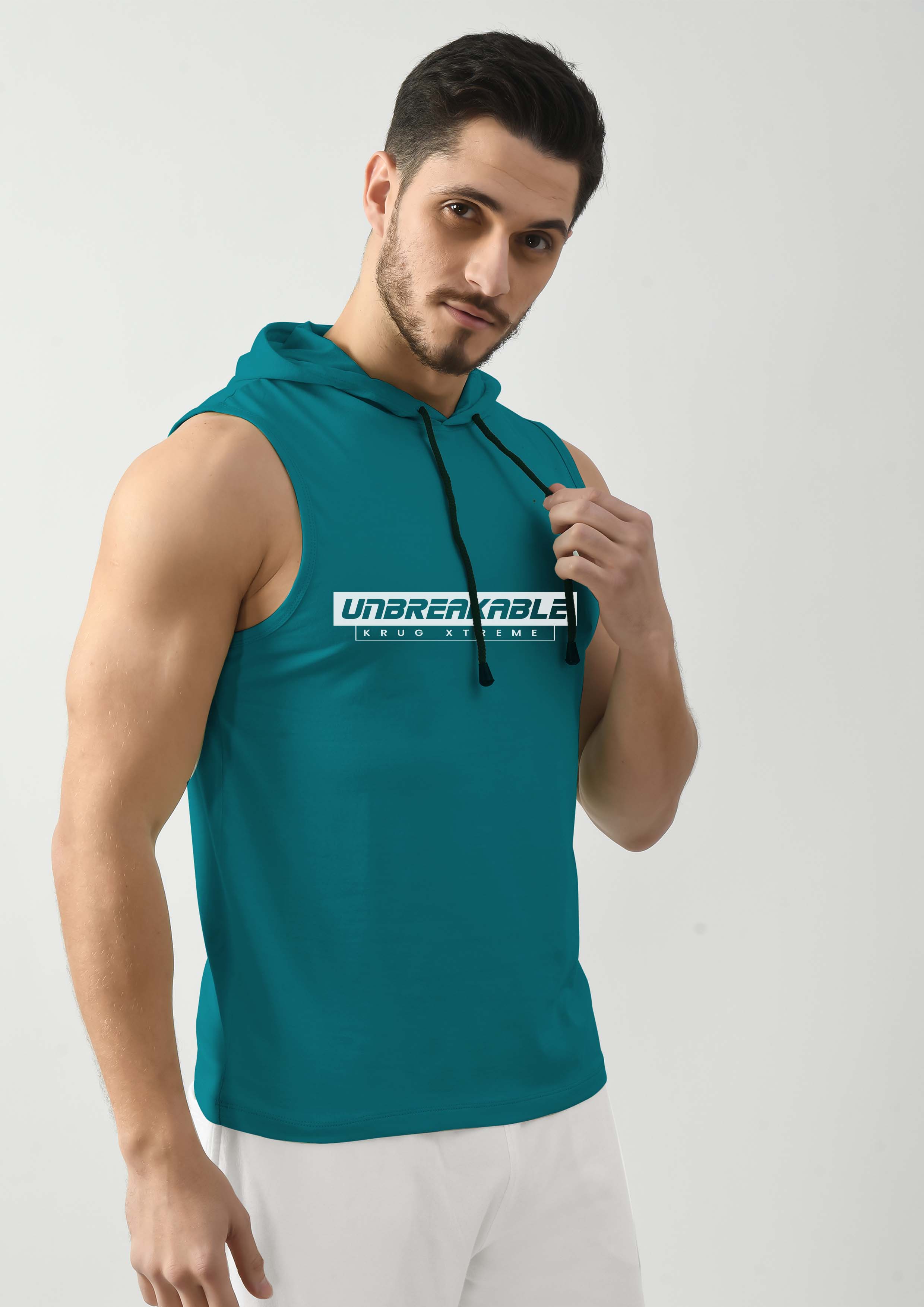 Breezy Green Gym Tank Top for Men with Hoodie