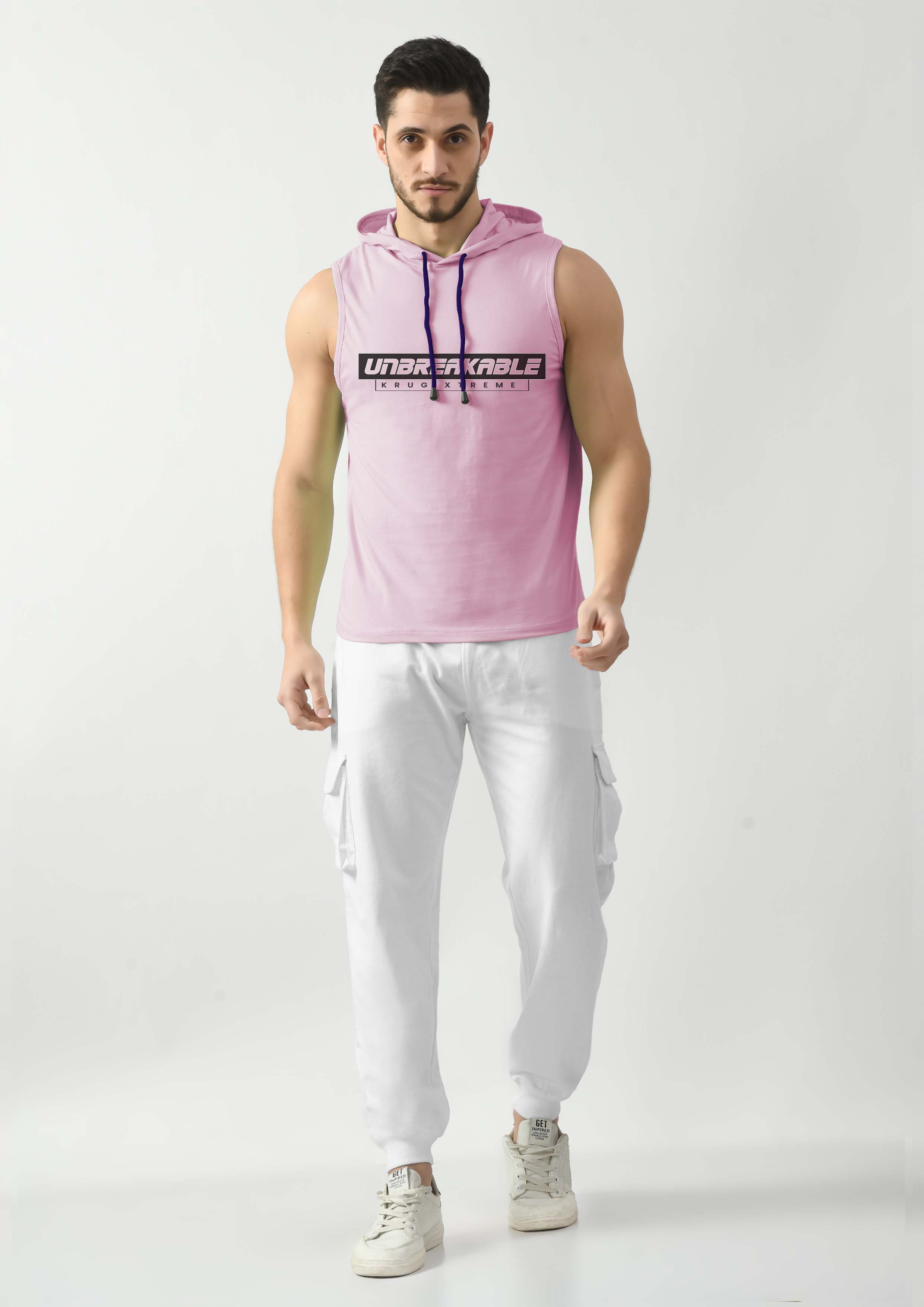 Flamingo Pink Tank Top for Men with Hoodie