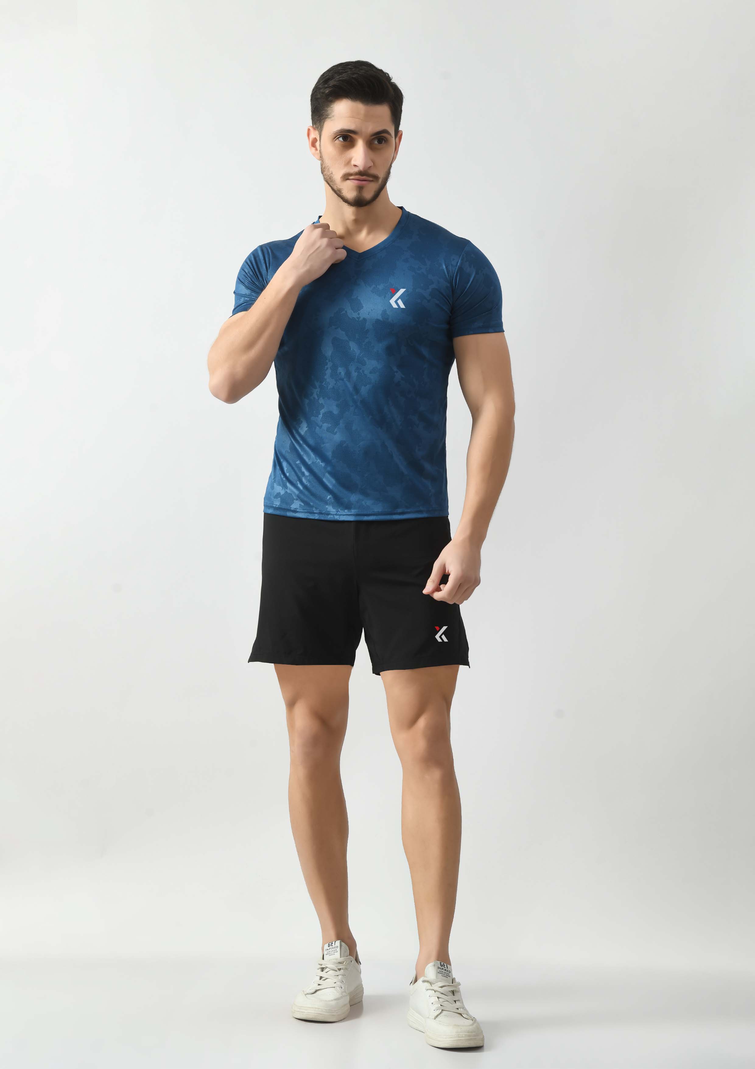 Teal Blue Gym Y-Shirt for Men