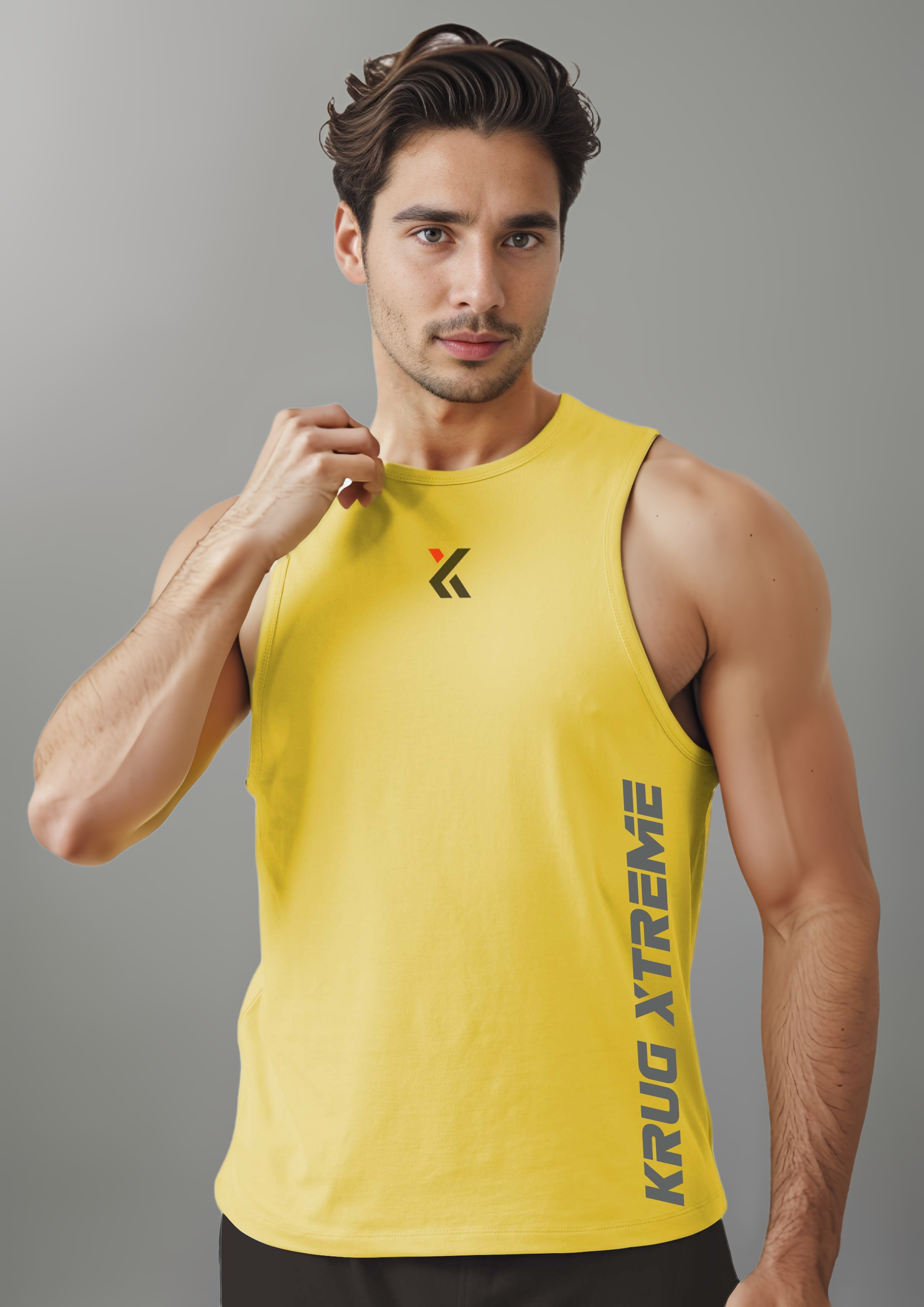 Canary Yellow Gym Tank Tops For Mens