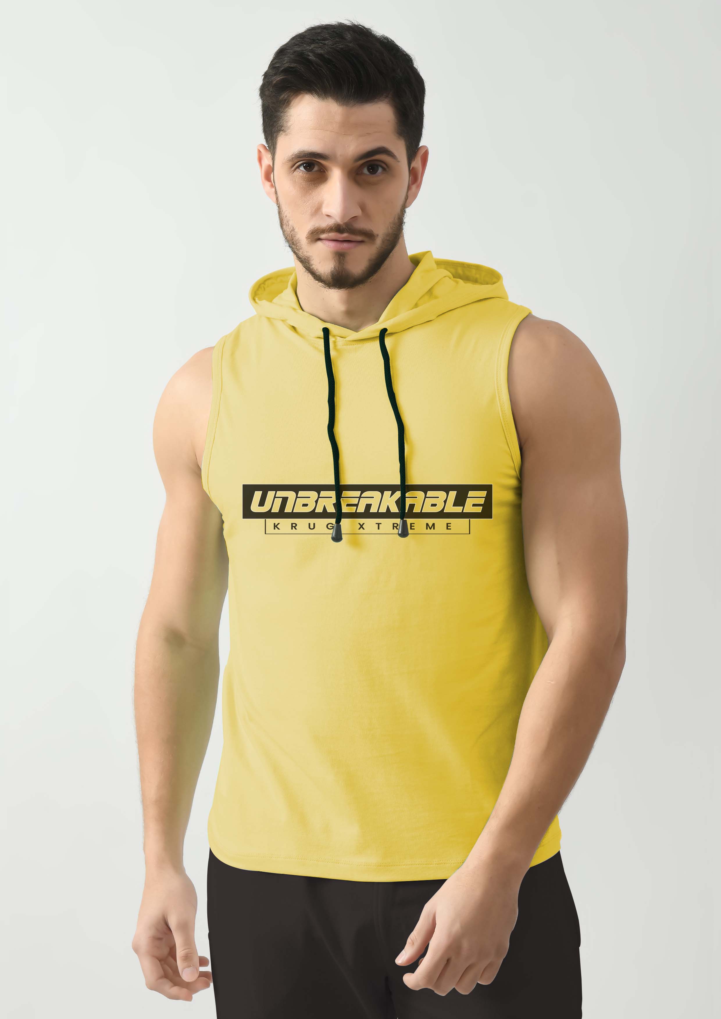 Canary Yellow Tank Top for Men with Hoodie